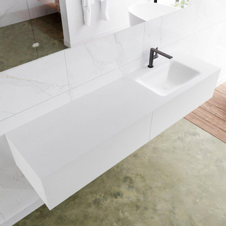 Mondiaz Lagom Meuble avec 2 tiroir 170x30x45cm vasque Cloud droite 1 trou de robinet Solid Surface Talc