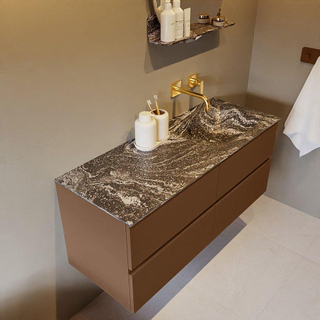 Mondiaz VICA-DLUX ensemble de meuble de salle de bain - 120cm - meuble sous-vasque repos - 4 tiroirs - lavabo encastrée cloud droite - sans trous de robinet - version haute de 60cm - lave