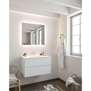 MONDIAZ VICA Ensemble de meuble salle de bain - 80cm - 2 tiroirs - lavabo Cloud central - 1 trou de robinet - solid surface argile