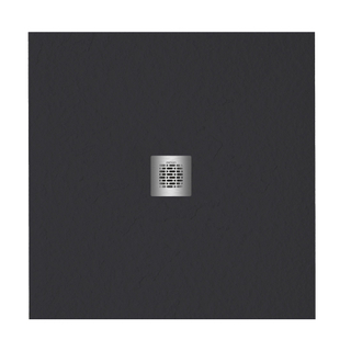 ZEZA Grade receveur de douche - 80x80cm - antidérapant - antibactérien - marbre minéral - carré - noir mat