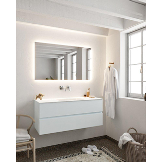 Mondiaz VICA ensemble de meuble de salle de bain - 120cm - meuble sous-vasque argile - 2 tiroirs - lavabo nuage milieu - sans trou de robinet - miroir LED - version XL 60cm haut