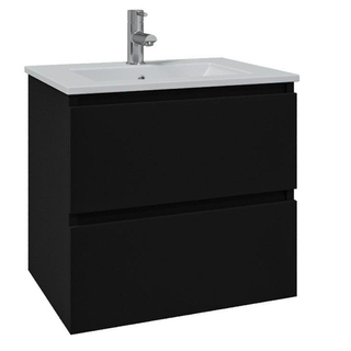 Adema Chaci Ensemble de meuble 80x45x55cm avec 2 tiroirs frein de chute vasque en céramique avec trou de robinet noir mat