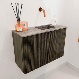 Mondiaz JOYA-DLUX Meuble de toilette 60cm - couleur Shadow - Vasque FAYE position Droite Sans trou de robinet couleur Oza