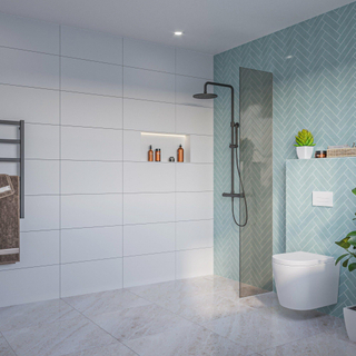 FugaFlow Eccelente Vetro Douche à l'italienne - verre fumé - 40x200cm - 8mm - nano - profilé encastré aveugle