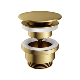 Hotbath Pal always open plug met schroef rond messing geborsteld PVD - licht beschadigd - OUTLET UDEN