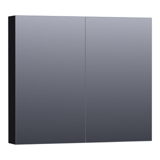 BRAUER Plain Spiegelkast - 80x70x15cm - 2 links/rechtsdraaiende spiegeldeuren - MDF - mat zwart