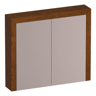 BRAUER Rise Armoire de toilette - 80x70x15cm - sans éclairage - 2 portes miroir doubles - lamelles chêne marron