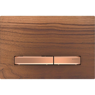 Plaque de commande Geberit Sigma50 - chasse d'eau à 2 boutons - carré - rouge doré/noyer américain