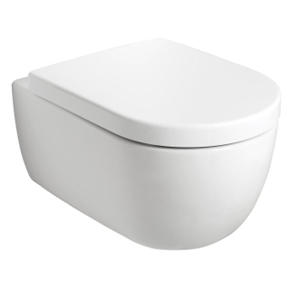 Plieger kansas WC suspendu avec cuvette compacte sans rebord 36x49cm comprenant un siège de toilette à fermeture progressive et un dispositif de levage blanc brillant.