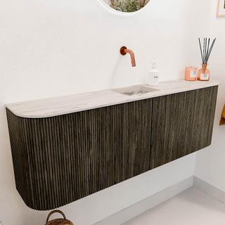 Mondiaz JOYA-DLUX 123.2cm toiletmeubel - ronding links en rechts kleur Shadow - Wastafel FAYE positie Midden Zonder kraangat kleur Nata.