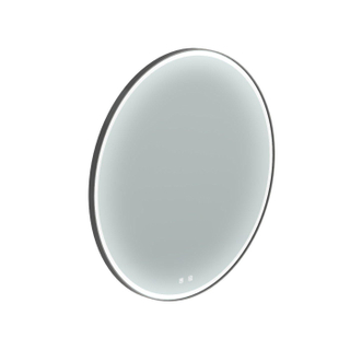 Thebalux Type M spiegel 100x100cm rond met verlichting en spiegelverwarming led zwart aluminium