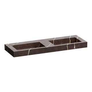 Saniclass Artificial Marble Lavabo pour meuble - 140x46x10cm - sans trop-plein - sans trou de robinet - composite - Copper Brown