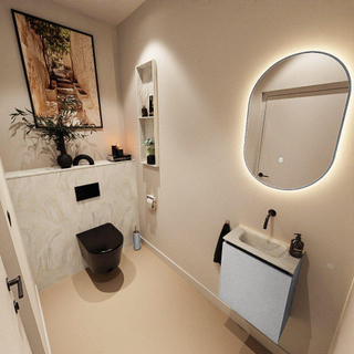 MONDIAZ TURE-DLUX Meuble toilette - 40cm - Plata - EDEN - vasque Ostra - position centrale - sans trou de robinet