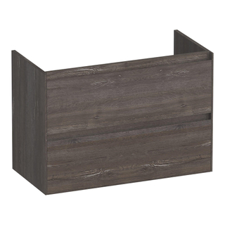 BRAUER Inspire wastafelonderkast ondiep 80 2 softclose lades - greeploos - 1 sifon uitsparing - Driftwood