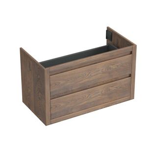 Forzalaqua Gela 2.0 meuble sous lavabo 100x51x60cm avec 2 tiroirs sans poignée à fermeture douce Chêne massif Havane