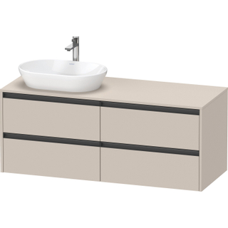 Duravit ketho 2 meuble sous lavabo avec plaque console avec 4 tiroirs pour lavabo à gauche 140x55x56.8cm avec poignées anthracite taupe mat