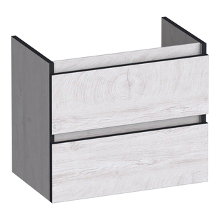 BRAUER Joy Edge meuble sous lavabo peu profond 60 2 tiroirs softclose - sans poignée - 1 découpe pour le siphon - Forest Seashell