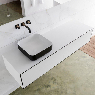 Mondiaz Lagom Meuble salle de bains 150x30.9x45cm Solid Surface Urban 2 tiroirs avec lavabo BINX vasque à poser Gauche sans trous de robinet