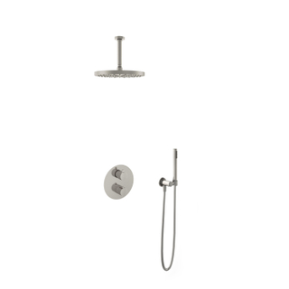 Hotbath Buddy IBS Regendoucheset - 15cm plafondarm - 30cm ronde hoofddouche - staafhanddouche - geborsteld nikkel