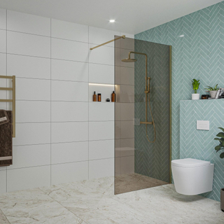 FugaFlow Eccelente Vetro Douche à l'italienne - 100x200cm - verre fumé - Laiton brossé