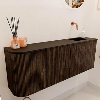 Mondiaz JOYA 111.6cm toiletmeubel - ronding links kleur Walnut - Wastafel FAYE positie Rechts Zonder kraangat kleur Urban.