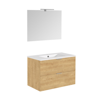 Allibert euro pack ensemble de meubles de salle de bain avec miroir 80x55cm 2 tiroirs chêne arlington