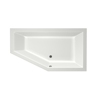 Xenz Society 160 ligbad - 160x90cm - met overloop - zonder afvoer - Hoekopstelling rechts - Acryl - Edelweiss mat