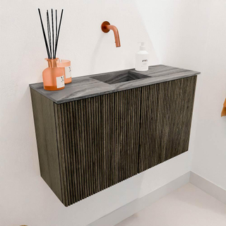 Mondiaz JOYA-DLUX 70cm meuble de salle de bains - couleur Shadow - Vasque FAYE position Milieu Sans trou de robinet couleur Sombra.