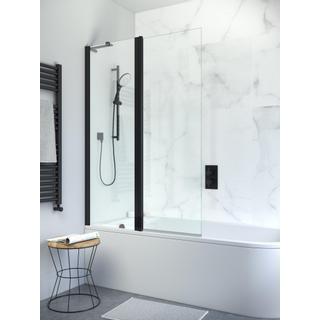 Crosswater Design New Pare-bain à 2 éléments 106x150cm profilé noir mat et verre clair