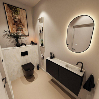 MONDIAZ TURE-DLUX Meuble toilette - 100cm - Urban - EDEN - vasque Ostra - position droite - 1 trou de robinet