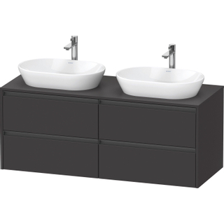 Duravit ketho meuble sous 2 lavabos avec plaque console et 4 tiroirs pour double lavabo 140x55x56.8cm avec poignées anthracite graphite super mat