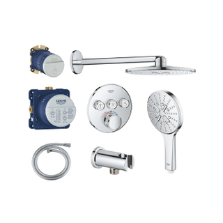 Grohe Grohtherm Ensemble de douche pluie - encastrable - pommeau rond - douchette ronde - chrome