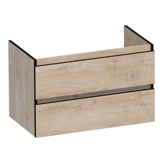 BRAUER Joy Edge wastafelonderkast 80 2 softclose lades - greeploos - 1 sifon uitsparing - Forest Wheat