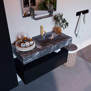 MONDIAZ ALAN - DLUX Badkamermeubelset - 100cm - onderkast - Urban - 1 lade - vrijhangende wastafel - wasbak rechts - 1 kraangat - Lava