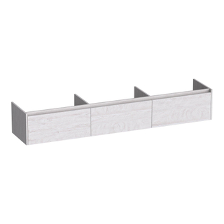 BRAUER Embrace wastafelonderkast - 219.8x35x45.5cm - met 3 softclose lades - greeploos - 0 sifon uitsparingen - Forest Seashell