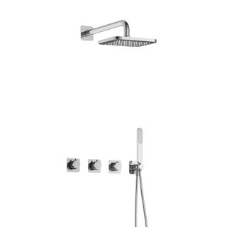 Hotbath Gal IBSGL70 Ensemble de douche thermostatique encastré - 2 robinets d'arrêt - bras mural de 35 cm - douche principale carrée de 22 cm - douchette à main - chrome