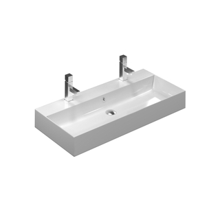 Type wastafel model Cube - 1x kom 2x kraangat wit