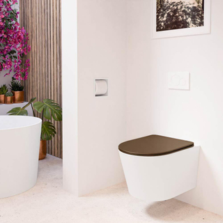MONDIAZ LAVIE WC suspendu - 36x53cm - sans bride - Rust (marron) - softclose - quick-release - abattant WC - Talc (offwhite)