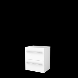 Basic-Line Start 46 ensemble de meubles de salle de bain 60x46cm avec poignées 2 tiroirs plan vasque mdf laqué blanc glacier