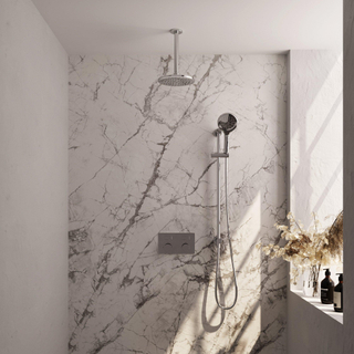 Brauer Chrome Carving douche thermostatique à effet pluie encastrée set 71 20cm pommeau de douche bras de plafond 3 positions douche à main flexible de douche barre coulissante intégrée chrome