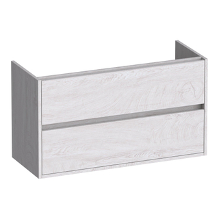 BRAUER Adore meuble sous lavabo peu profond - 100x39x55cm - 2 tiroirs softclose - sans poignée - 1 découpe pour le siphon - Forest Seashell