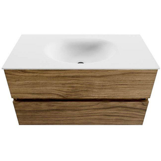 Mondiaz VICA meuble sous lavabo de salle de bains - 90cm - 2 tiroirs - lavabo Moon Talc - sans trou de robinet - Chai