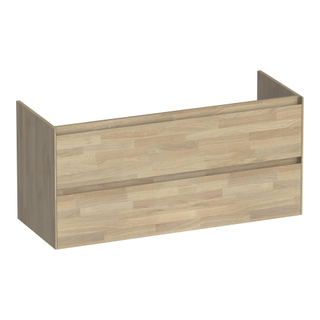 BRAUER Inspire wastafelonderkast 120 2 softclose lades - greeploos - 1 sifon uitsparing - massief eiken - vingerlas eiken grijs