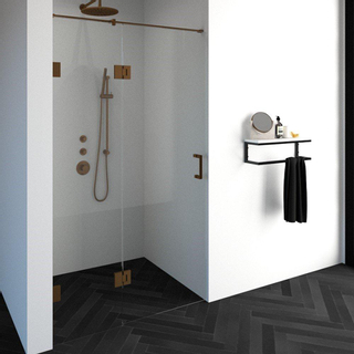 Saniclass Create Porte de douche 117.4x200cm en deux parties sans profilé avec verre de sécurité 8mm anticalcaire cuivre