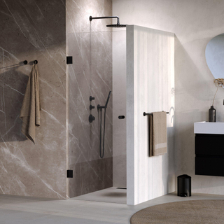 BRAUER Void Carving Porte de niche - 60x200cm - porte battante - revêtement de verre - réversible - verre clair - noir mat