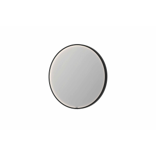 INK SP24 miroir - 80x4x80cm rond en cadre acier incl dir LED - chauffage - changement de couleur - dimmable et interrupteur - métal brossé noir