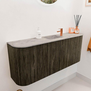 Mondiaz JOYA-DLUX 103.2cm toiletmeubel - ronding links en rechts kleur Shadow - Wastafel FAYE positie Midden 1 kraangat kleur Glace.