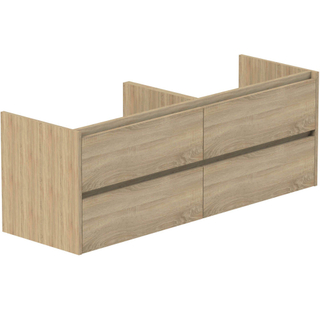 Thebalux Beat 45 Badkamermeubelset - 140x54x45cm - 4 lades - wastafelblad - 2 waskommen - 44x17cm - rond - beton donkergrijs - carbon wood