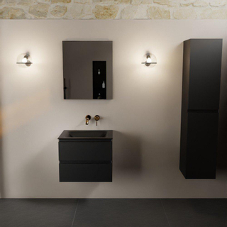 Mondiaz AIVY Ensemble de meuble - 60x45x50cm - 0 trous de robinet - 1 vasque Urban Solid surface - Centre - 2 tiroirs - avec miroir - MDF Urban