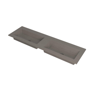 INK Kraft wastafel - 160x45x1cm - 2 wasbakken - 0 kraangaten - Quartz beton